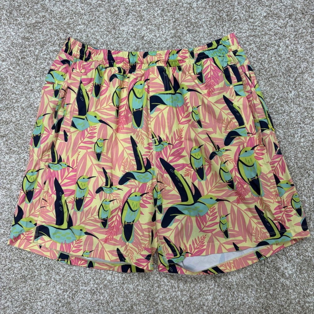 Birddogs Gym Shorts Mens XXL Springalings Hummingbird Pink Swim Lined 7" Inseam
